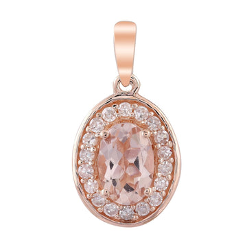 9CT ODETTE MORGANITE & DIAMOND PENDANT