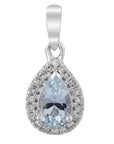 9CT CHARLOTTE AQUAMARINE & DIAMOND PENDANT