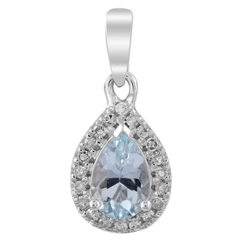 9CT CHARLOTTE AQUAMARINE & DIAMOND PENDANT