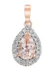 9CT CHARLOTTE MORGANITE & DIAMOND PENDANT