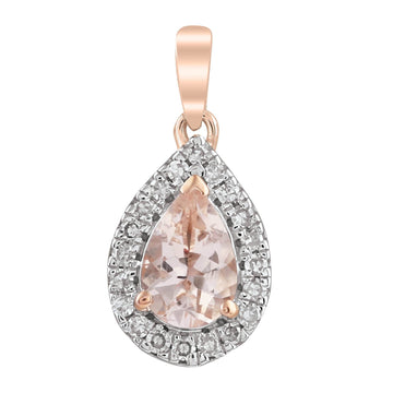 9CT CHARLOTTE MORGANITE & DIAMOND PENDANT