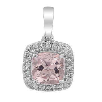 9CT MAYA MORGANITE & DIAMOND PENDANT