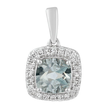 9CT ADRIATIC AQUAMARINE & DIAMOND PENDANT