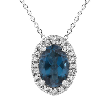 9CT CAMBRIDGE TOPAZ & DIAMOND NECKLACE