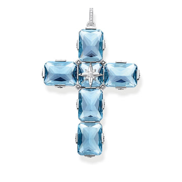 Thomas Sabo Pendant Cross Large Blue Stones With Star