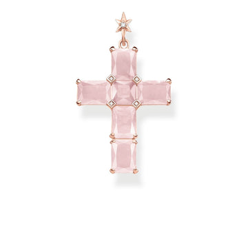 Thomas Sabo Pendant Cross Pink Stones With Star