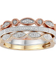 9CT ALINA 3-TONE DIAMOND RING SET