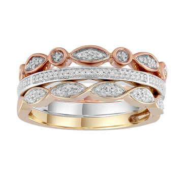 9CT ALINA 3-TONE DIAMOND RING SET