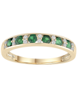 9CT BRITTANIA EMERALD & DIAMOND RING