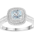 9CT ADRIATIC AQUAMARINE & DIAMOND RING