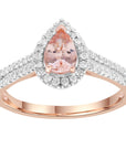 9CT CHARLOTTE MORGANITE & DIAMOND RING