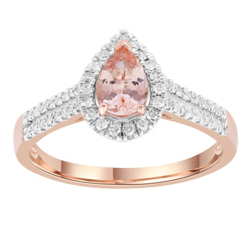 9CT CHARLOTTE MORGANITE & DIAMOND RING