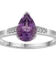 9CT SANGRIA DIAMOND AND AMETHYST RING