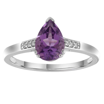 9CT SANGRIA DIAMOND AND AMETHYST RING