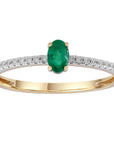 9CT VALENCIA EMERALD & DIAMOND RING