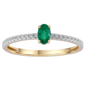 9CT VALENCIA EMERALD & DIAMOND RING