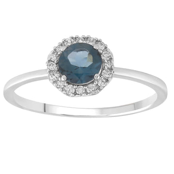 9CT AZURE DIAMOND & LONDON BLUE TOPAZ RING