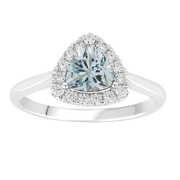 9CT ELDORISA AQUAMARINE & DIAMOND RING