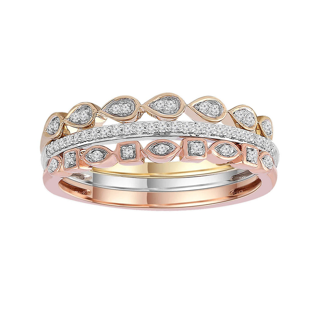 9CT MARIAH 3-TONE DIAMOND RING SET