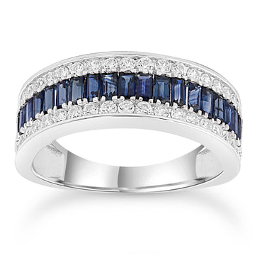 9CT HELENA SAPPHIRE & DIAMOND RING