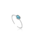 Ania Haie Turquoise Adjustable Ring - Silver