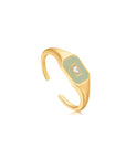 Ania Haie Sage Enamel Emblem Gold Adjustable Ring