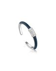 Ania Haie Navy Blue Enamel Carabiner Silver Adjustable Ring