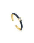 Ania Haie Navy Blue Enamel Gold Adjustable Ring