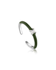 Ania Haie Forest Green Enamel Silver Adjustable Ring