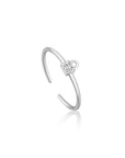 Ania Haie Silver Padlock Sparkle Adjustable Ring