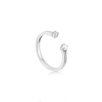 Ania Haie Silver Pearl Sparkle Adjustable Ring