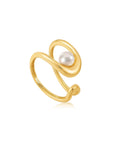 Ania Haie Gold Pearl Sculpted Adjustable Ring