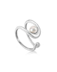 Ania Haie Silver Pearl Sculpted Adjustable Ring