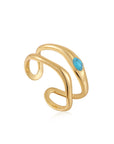 Ania Haie Gold Turquoise Wave Double Band Adjustable Ring