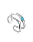 Ania Haie Silver Turquoise Wave Double Band Adjustable Ring