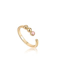 Ania Haie Gold Orb Rose Quartz Adjustable Ring