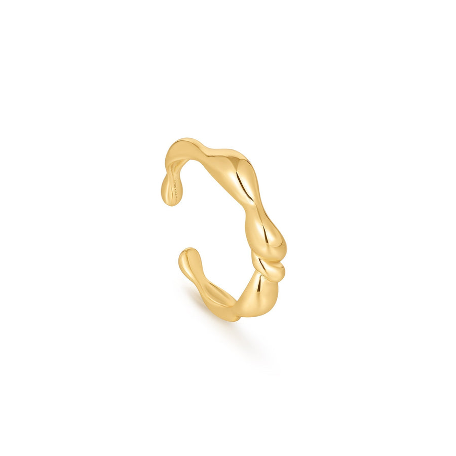 Ania Haie Gold Twisted Wave Adjustable Ring