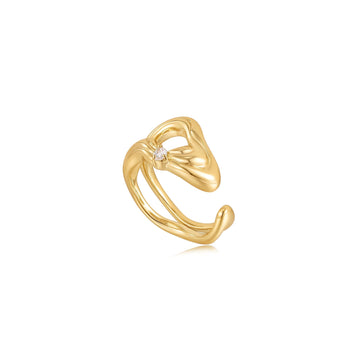 Ania Haie Gold Twisted Wave Wide Adjustable Ring