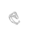 Ania Haie Silver Twisted Wave Wide Adjustable Ring