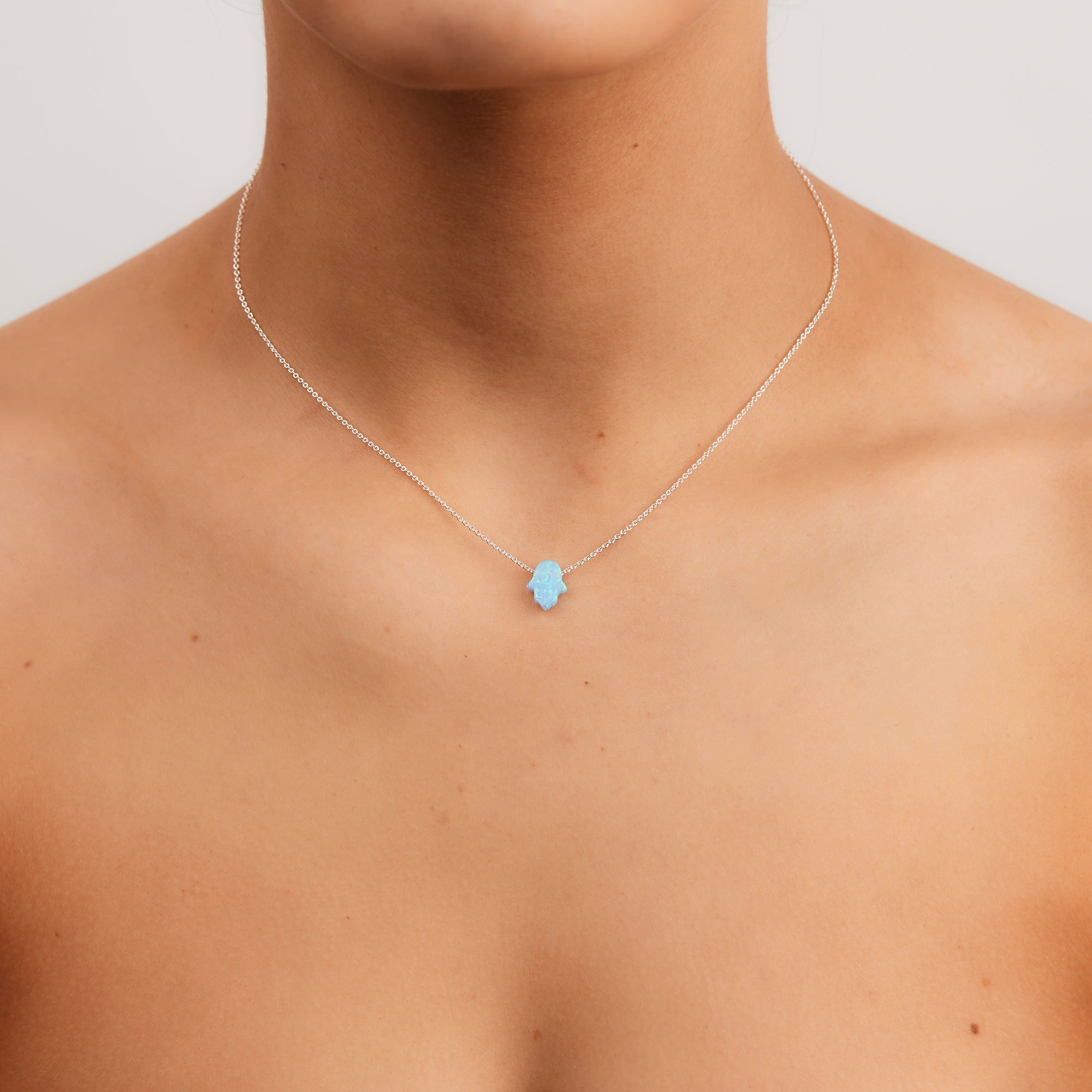 S/S OPALITE HAMSA HAND NECKLACE