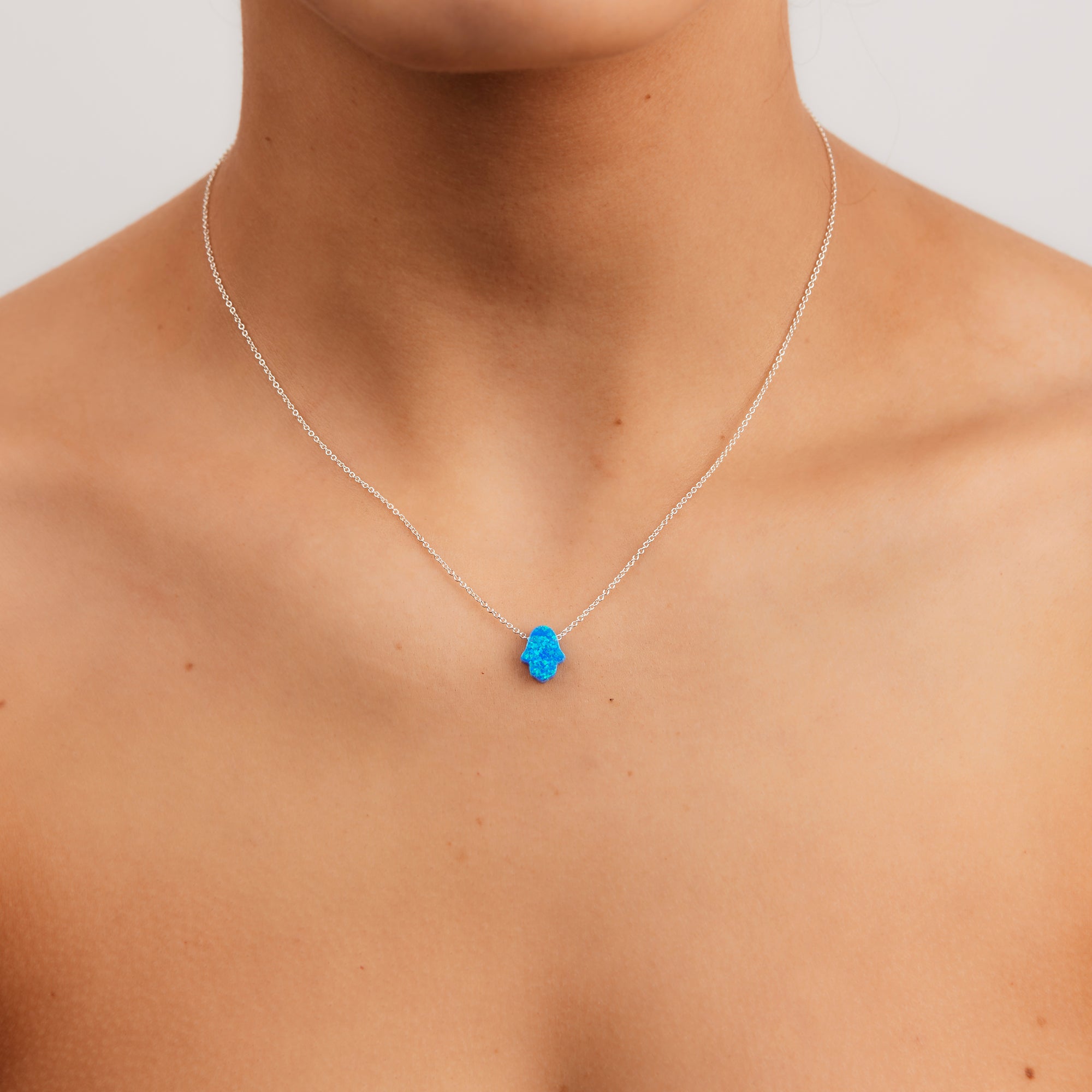 S/S OPALITE HAMSA HAND NECKLACE