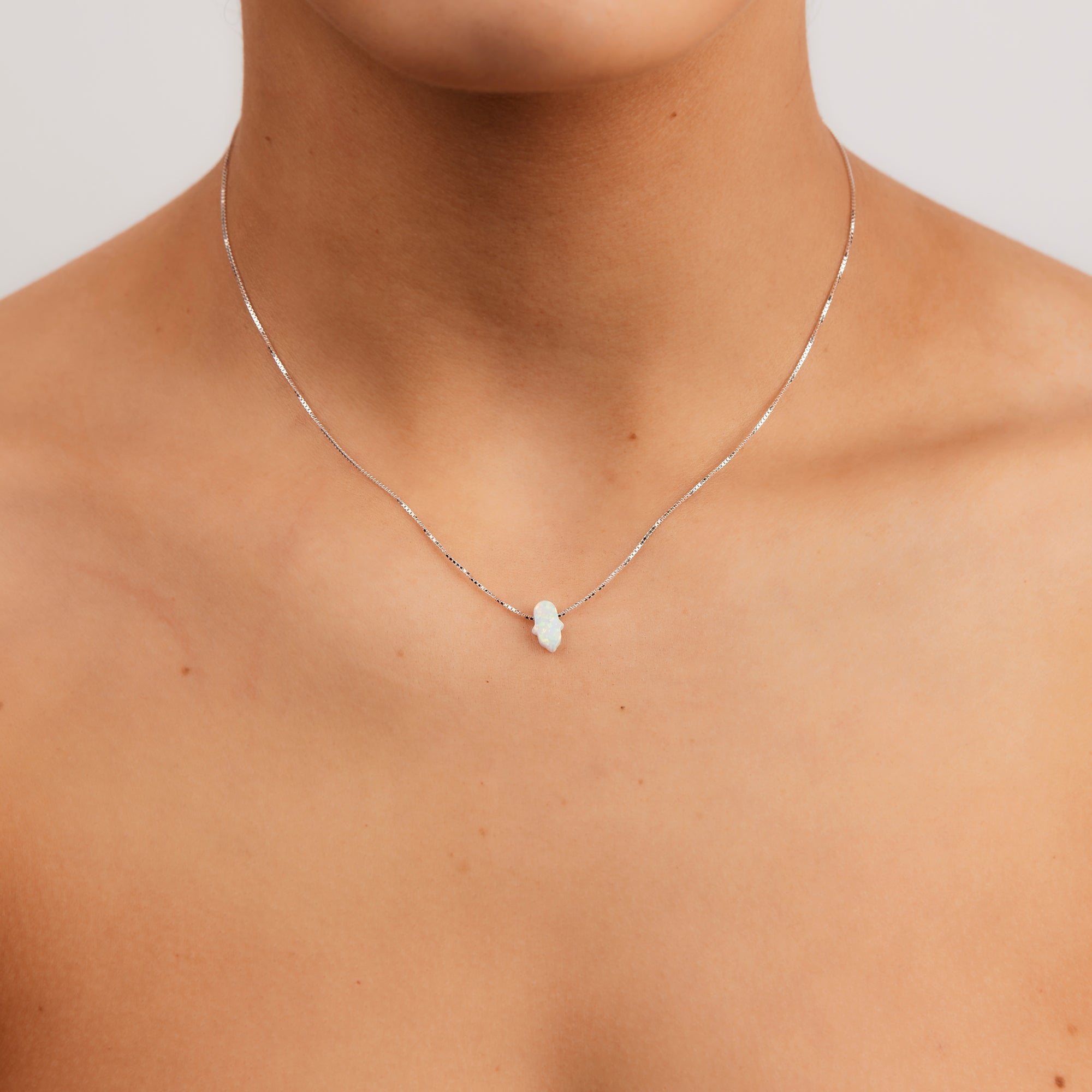 S/S OPALITE HAMSA HAND NECKLACE