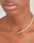 Ania Haie Silver Pearl Chunky Link Chain Necklace