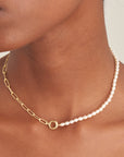 Ania Haie Gold Pearl Chunky Link Chain Necklace