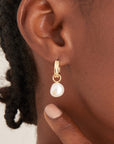 Ania Haie Gold Pearl Drop Sparkle Huggie Hoop Earrings