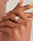 Ania Haie Silver Pearl Sculpted Adjustable Ring