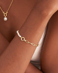 Ania Haie Gold Pearl Chunky Link Chain Bracelet