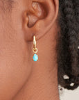 Ania Haie Gold Turquoise Drop Wave Huggie Hoop Earrings