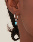 Ania Haie Silver Turquoise Drop Wave Huggie Hoop Earrings