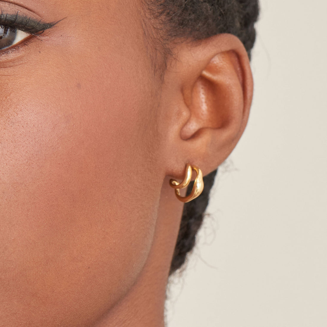 Ania Haie Gold Wave Double Hoop Stud Earrings